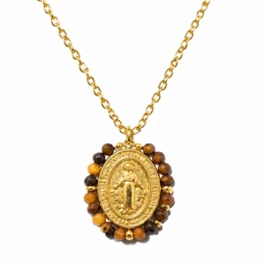Collar Medalla Milagrosa Caramelo