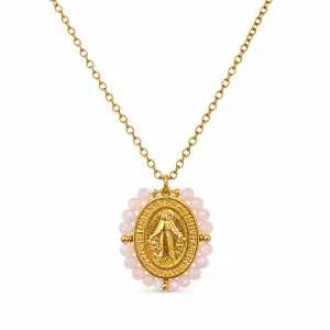 Collar Medalla Milagrosa Rosa