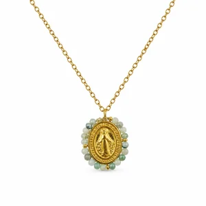 Collar Medalla Milagrosa Verde